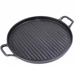Chảo gang nặng 31cm, chất lượng cao, chống dính, hình tròn, có hai quai cầm, dùng cho tiệc nướng BBQ, lò nướng, cung cấp bởi nhà máy. - Product Image 6