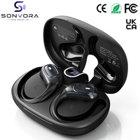 Audífonos Inalámbricos BX28 con Ganchos para las Orejas, Audífonos Deportivos Resistentes al Agua IPX7, Pantalla LED de Energía, Carga Tipo C para Correr