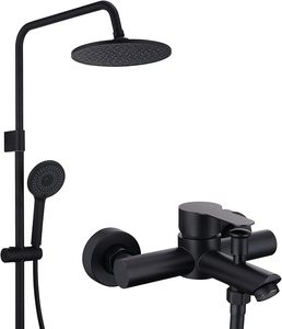 Grifo de Bañera con Sistema de Ducha, Ducha Manual Negra con 4 Funciones, 360 °   Grifo de Bañera con Caño Giratorio y Cabezal de Ducha - Product Image 1
