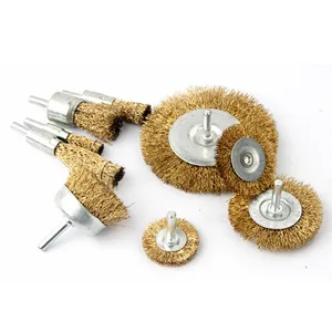 Pexmientas 6mm 1/4 ''tige fin/roue/tasse brosses métal antirouille polissage meulage laiton plaqué acier au carbone brosse métallique