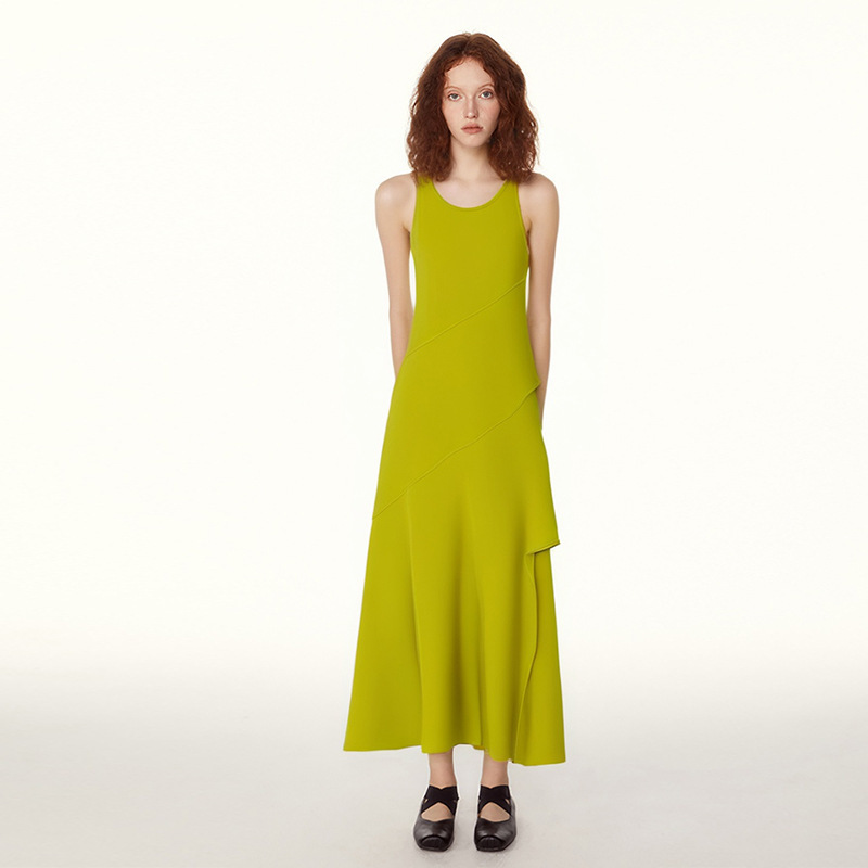 green emerald velvet dress Lime Green Sleeveless A-Line Dress main image 1