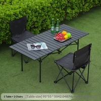 Ensemble complet de table et chaises pliantes en acier au carbone pour le camping, idéal pour les pique-niques et les stands de vente