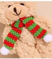 Porte-clés en peluche ours en peluche de Noël avec écharpe et chapeau, animal en peluche doux, breloque de sac personnalisée en gros, cadeau de vacances pour enfants