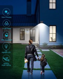 Lampes solaires LED de sécurité murales extérieures super lumineuses, étanches, avec détecteur de mouvement, pour jardin, garage, aménagement paysager - Product Image 2