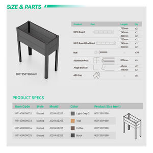 Bac à légumes surélevé en HDPE sur pieds <span class=keywords><strong>avec</strong></span> étagère de <span class=keywords><strong>rangement</strong></span>, jardinière élévatrice toutes saisons <span class=keywords><strong>avec</strong></span> poteaux en aluminium pour balcon extérieur - Product Image 5