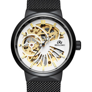 <span class=keywords><strong>Montre</strong></span> mécanique Gutuo pour homme en acier inoxydable, bracelet maille milanaise, fond ajouré, à <span class=keywords><strong>remontage</strong></span> <span class=keywords><strong>manuel</strong></span>, cadran à aiguilles, modèle tendance et best-seller - Product Image 4