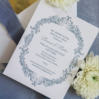 Cartes d'invitation de mariage personnalisées en papier coton avec impression d'encre blanche, élégance intemporelle et éternelle, pour réserver la date