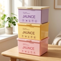 Boîte de rangement en plastique PP JAUNCE avec couvercle rabattable, réutilisable, pour cosmétiques et articles divers