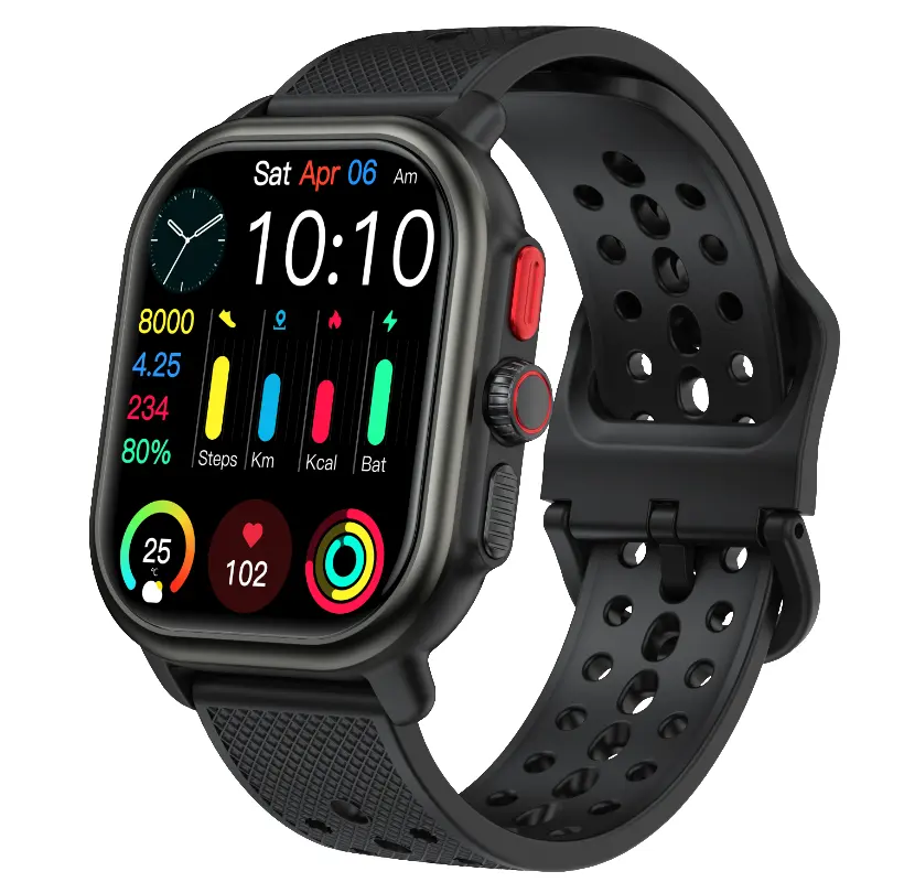 Neustil 2024 P106 AMOLED Smart Watch Fernbedienung Anruf beantworten Silica-Gel Geschwindigkeitsmessung Schlaf-Tracker-Uhr