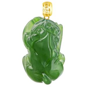 Pendentif en jade Pixiu en jaspe néphrite naturel, or 18 carats, bijoux pour femmes, style chinois, cadeau avec certificat d'évaluation D409 - Product Image 5