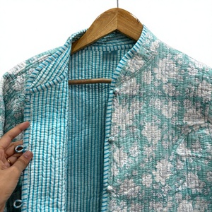 Wholesale Winter Digital Printed Floral Cotton Quilted Reversible <b>Jacket</b> Button <b>Nehru</b> Coat Women Clothing OEM Export India Style - Product Image 1