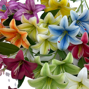 LFH Single Branch 3 Head Lily Simulation Small Home Decoration Flower Art False Simple <strong>Interior</strong> Landscape Arrangement <strong>Sil</strong> - Product Image 1