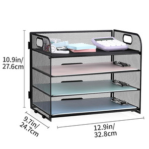 Organizzatore <span class=keywords><strong>da</strong></span> <span class=keywords><strong>scrivania</strong></span> in rete metallica a 4 livelli più venduto con maniglia, vassoio porta lettere e porta documenti - Product Image 5