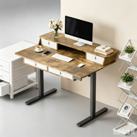 PRORIALS Cadre de bureau électrique double couche en métal, réglable en hauteur avec un seul moteur, pour bureau debout et assis, avec tiroir