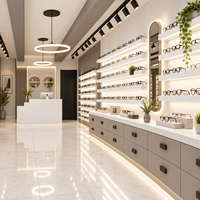 Conception d'intérieur personnalisée pour magasin d'optique, ensemble complet de meubles d'exposition pour lunettes et aménagement 3D pour boutique de lunettes de soleil