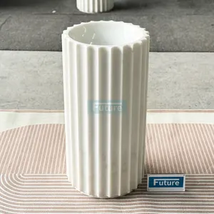 Zukunftsstein OEM-Fabrik Großhandel individuelle zylindrische Form weißer Marmorstein doppeltaus rundes Marmorwaschbecken zu verkaufen