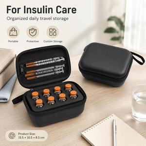 Estuche de Transporte de Insulina Personalizado Premium, Organizador para Diabéticos con Carcasa Rígida de EVA e Inserto de Espuma para Viales y Jeringas, Almacenamiento para Viajes - Product Image 5