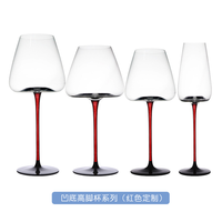Ensemble de 3 verres à vin rouge bordeaux faits à la main, à fond concave, en cristal haut de gamme, style luxe léger, pour usage domestique