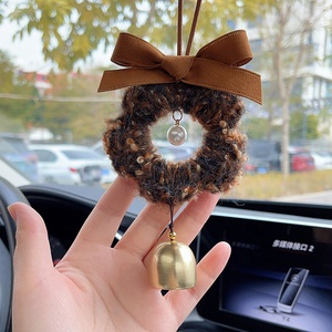 Handmade Luxury Plush Glossy <b>Car</b> Rearview Mirror Interior Hanging <b>Ornament</b> 25mm*25mm Christmas Melard Color Series - Product Image 1
