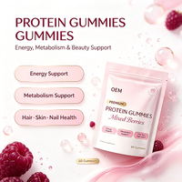 Gummies Protéinés Premium pour Adultes, Mélange de Baies, 60 Unités, Complément OEM pour le Métabolisme Énergétique et la Santé des Cheveux, de la Peau et des Ongles