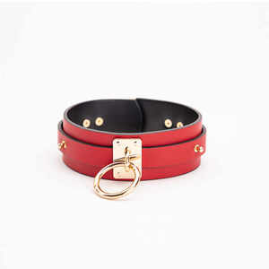 Großhandel Erwachsenen-SM-Set mit Handschellen, Rotem PU-Sklaven-Halsband, Kette, Spanking-Zubehör, Alternatives Spielzeug Modell SM806NR - Product Image 3