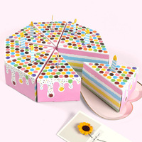 Boîte cadeau triangulaire luxueuse en forme de gâteau, estampillée, pour fête d'anniversaire, support créatif pour bonbons et bougies de table, fabriquée en carton recyclé, mignonne