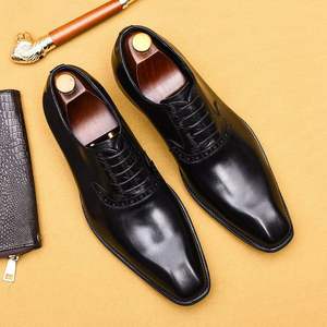 Chaussures Oxford de luxe pour hommes, style britannique, bout carré, en cuir véritable, à lacets, pour affaires et occasions décontractées - Product Image 5