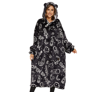 <strong>Snuggy</strong> Reversible Cozy Wearable Sherpa Zipper Giant Adults Oversized Hooded Blankets Tv Snuggle <strong>Hoodie</strong> Blanket - Product Image 3
