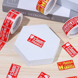 Etiquetas Adhesivas Personalizadas de Fábrica con la Leyenda 'Frágil', Señales de Advertencia 'Manejar con Cuidado', Etiquetas de Envío con Advertencia - Product Image 1
