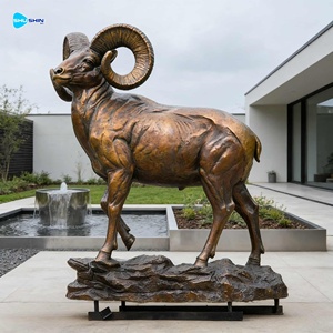 Escultura de Oveja de Montaña de Bronce Fundido a Tamaño Real para Decoración de <span class=keywords><strong>Reserva</strong></span> de Juegos al Aire Libre, Estatua de Cabra de Bronce - Product Image 3