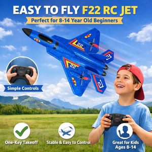 Avion télécommandé ANTSIR F-22 <span class=keywords><strong>Raptor</strong></span>, 2 canaux, en mousse durable, avec caméra FHD 1080p, 3 batteries rechargeables, pour usage intérieur - Product Image 2