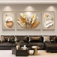 Décoration de salon moderne et luxueuse : Nouvelle œuvre d'art murale triptyque haut de gamme de l'artiste Da Ye pour derrière le canapé