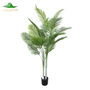 室内人造丝天堂鸟槟榔棕榈树盆栽人造绿色植物盆栽人造热带棕榈树装饰