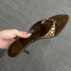 Nueva Colección Verano 2026, Sandalias de Tacón Alto de Terciopelo para Mujer, Estilo Flip-Flop con Tiras Ajustables, para Exteriores - Product Image 2