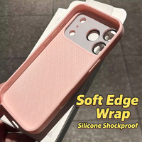 Coque de téléphone en silicone liquide ondulé avec grande fenêtre, antichoc, magnétique, compatible charge sans fil pour iPhone 17 16 15 Pro Max, coque arrière