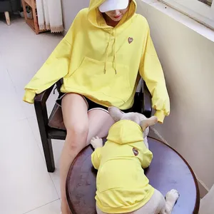 Köpek ve sahibi için toptan düz renk boy düz kazak hoodies