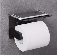 Porte-papier toilette auto-adhésif Sondoly avec étagère pour téléphone, porte-rouleau de papier toilette mural en acier inoxydable