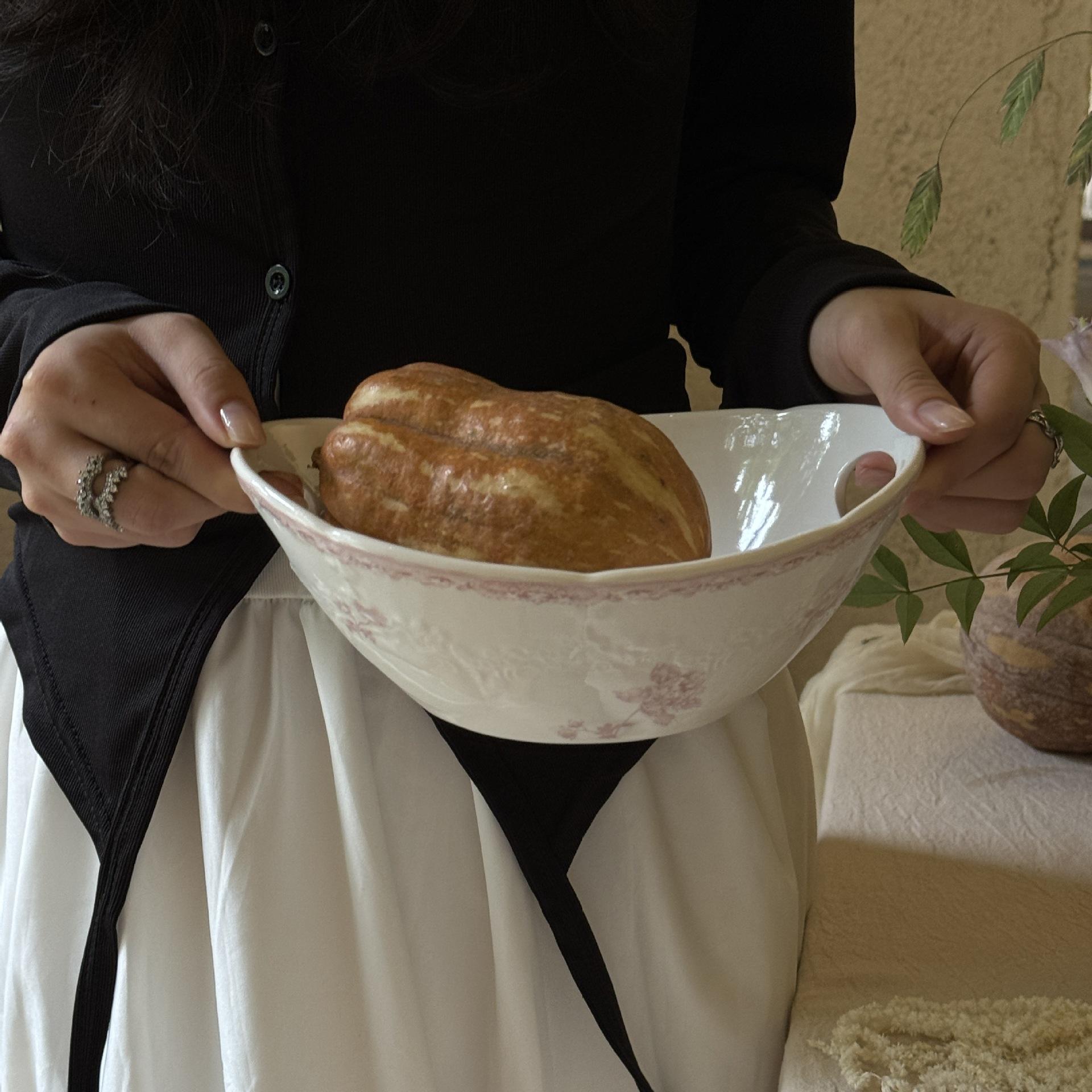 Pink flower Double-eared bowl