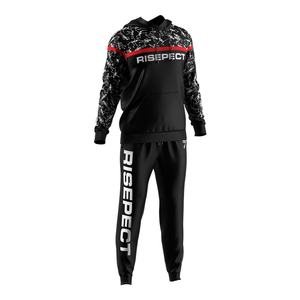 ชุดเซ็ตเสื้อฮู้ดดี้และกางเกงจ็อกเกอร์ผ้าโพลีเอสเตอร์พิมพ์ลายหนาพิเศษสำหรับผู้ชาย ชุดกีฬา ชุดออกกำลังกาย ขายส่ง - Product Image 3