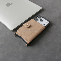 Dompet Kulit Crossbody Langsung dari Pabrik dengan Tali dan Tempat Kartu, Anti Benturan untuk iPhone 15 17 18 Pro Max