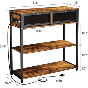 Mesa auxiliar contemporánea de 31,5 pulgadas personalizada de fábrica con dos cajones, mesita de noche de dormitorio antiguo, Material de madera y Metal para uso en la sala de estar - Product Image 2