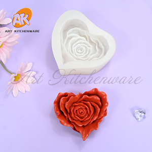 Moldes de silicona 3D <span class=keywords><strong>AK</strong></span> Rose Heart para velas de resina, molde para decoración de pasteles de mousse para bodas, molde para chocolate, decoración de hormigón DIY - Product Image 3