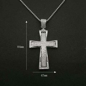 Collar con Colgante de Cruz de Acero Inoxidable con Engaste Pavé, Joyería Hip Hop para Hombre, Regalo - Product Image 4