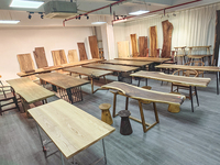 Bureau de luxe pour 16 personnes table en bois de conférence table à manger en bois massif de noyer dalles de bois à bord vif