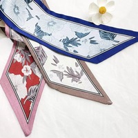 Bandanas longues en satin de soie personnalisées, foulards tendance à double couche avec ruban, en satin brillant et léger, idéaux pour les cadeaux