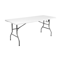 Table pliante carrée ZDZ-05 en plastique HDPE de 4 pieds / 6 pieds / 8 pieds, mobilier d'extérieur portable, pliable, blanche, pour décoration de fête et de mariage