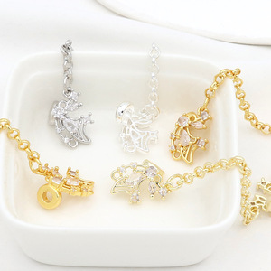 Cadena con colgante de ala de mariposa de cobre chapado en oro de 18 quilates con incrustaciones de circonita, cadena de seguridad, accesorio de dije de cristal DIY para pulsera D178 - Product Image 4