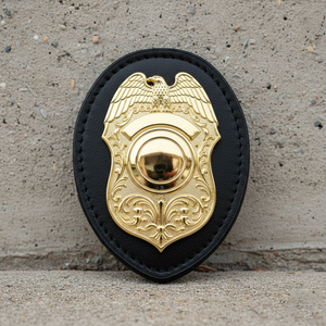 Leder-Metall Individueller Sicherheitsdienst-Ausweishalter Namensschild-Clip <span class=keywords><strong>Button</strong></span>-<span class=keywords><strong>Maker</strong></span> Hochbelastbar Professionelles Logo-Zubehör Abzeichen - Product Image 3