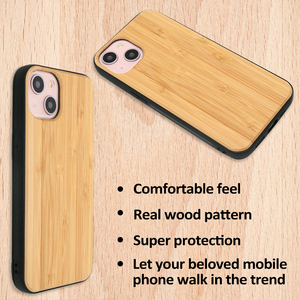 Custodia per <span class=keywords><strong>iPhone</strong></span> <span class=keywords><strong>13</strong></span> in Legno Naturale Fai-da-Te, Minimalista e Classica con Paraurti in TPU Morbido - Product Image 3