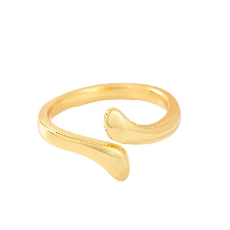 Anillo de Plata de Ley 925 con esmalte alto, anillo abierto sencillo con gota de agua, para mujeres